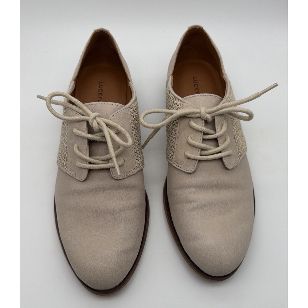 Lucky Brand Elyza Oxfords Shoes Women's 7 M Beige Leather Cottagecore Boho